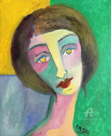 Peinture intitulée ""Valentina"" par Claire Marie Gay, Œuvre d'art originale, Huile Monté sur Panneau de bois