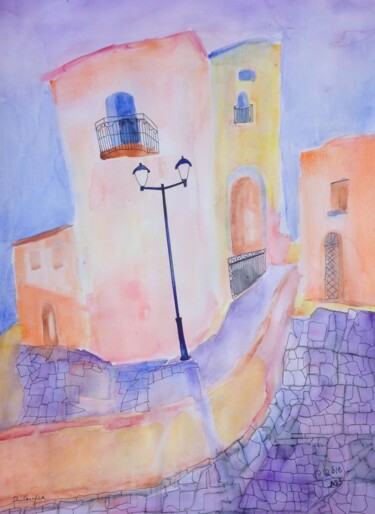 绘画 标题为“street in old Safed…” 由Janna Shulrufer, 原创艺术品, 水彩
