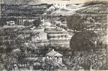 Drawing titled "GORDES-et-le-Bastid…" by Michel Moskovtchenko, Original Artwork