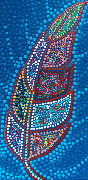 Peinture intitulée "feuille" par Sandra.R - Un Pointctout, Œuvre d'art originale, Acrylique