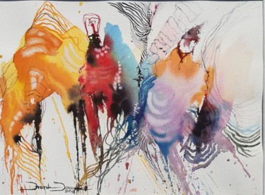Painting titled "Crazy Chicken" by Frank Jooste, Original Artwork, Watercolor