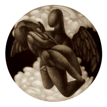 Schilderij getiteld "Winged Genius" door Nikolaj Sednin (Nicolas Sedninne), Origineel Kunstwerk, Inkt