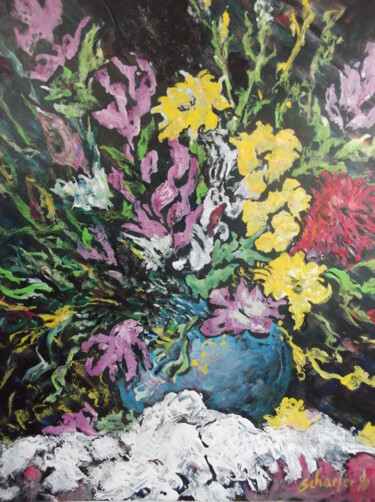 bouquet de fleur expressioniste Malerei mit dem Titel "bouquet de fleur ex…" von Christophe Schaefer, Original-Kunstwerk, Acryl