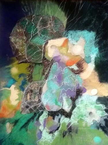 Painting titled "Printanier" by Claudette Allosio, Original Artwork, Pastel