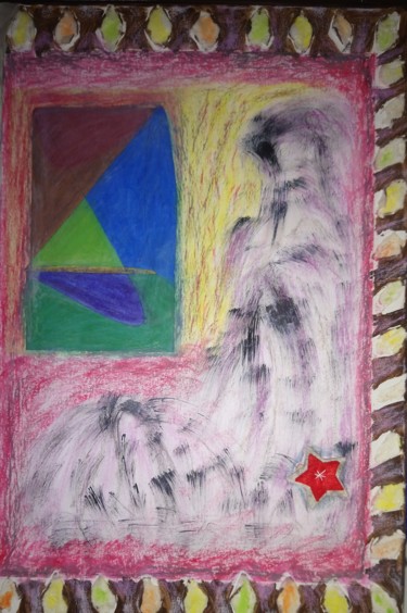 Peinture intitulée "La Dame à la fleur…" par Claudia Marie Eugénie (Cocoâlô), Œuvre d'art originale, Crayon Monté sur Pannea…