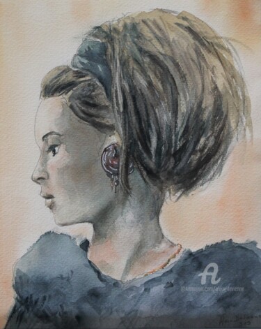 PROFIL 3 Peinture intitulée "PROFIL 3" par Alain Devienne, Œuvre d'art originale, Aquarelle