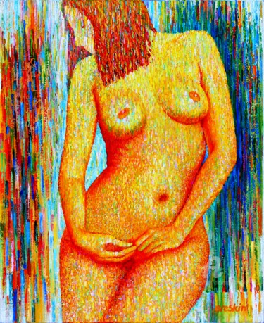 Картина под названием "Стеснительная" - Alexander Breskin, Подлинное произведение искусства, Масло Установлен на Деревянная…