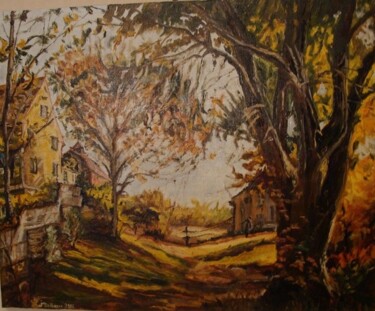 Peinture intitulée "L'Arbre Rouge" par Jeanne-Marie Delbarre, Œuvre d'art originale, Huile