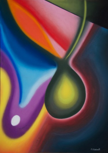 Peinture intitulée "Abstract Octopus" par Patrice Preveirault, Œuvre d'art originale, Pastel