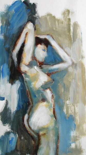 MALY NU EN BLEU Peinture intitulée "MALY NU EN BLEU" par Marcel Clerc, Œuvre d'art originale, Acrylique