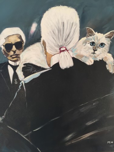 绘画 标题为“Karl Lagerfeld and…” 由Muriel Ho Paintings, 原创艺术品, 丙烯 安装在木质担架架上
