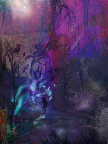 Arts numériques intitulée ""En Forêt"" par Medushiva, Œuvre d'art originale, Peinture numérique