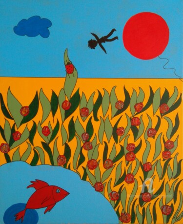 FOLIE PRINTANIERE Peinture intitulée "FOLIE PRINTANIERE" par Annick Couëdel, Œuvre d'art originale, Acrylique
