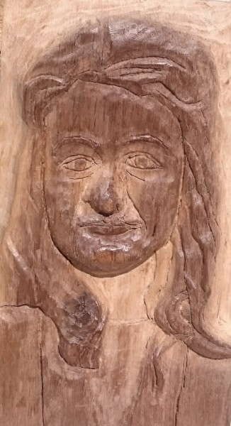 Sculpture intitulée "ma fille Marie-Emmie" par Martine Chatain Ottelé, Œuvre d'art originale, Bois