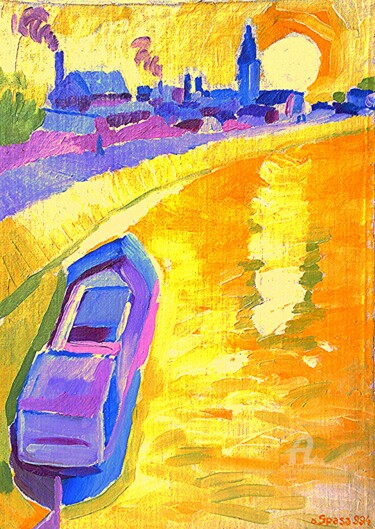 Peinture intitulée "Corniche" par Slobodan Spasojevic (Spaki), Œuvre d'art originale, Huile