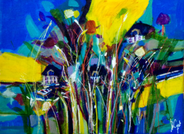 Peinture intitulée "Sentiers de bruyère" par Muriel Cayet, Œuvre d'art originale, Acrylique