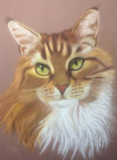 Dessin intitulée "portrait-de-chat.jpg" par Pascal Chaduiron (Cha), Œuvre d'art originale, Craie