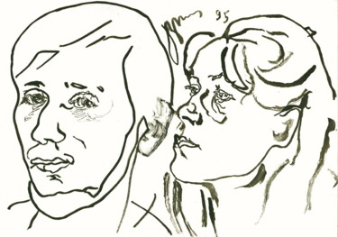 Drawing titled "Пара   Couple  33" by Dima Dima Vil Ms Wilms (Rok Zivopisec Rock Painter), Original Artwork, Gouache