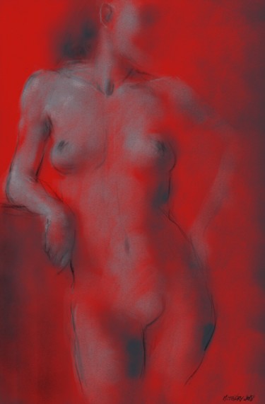 nude in red 0017-03 Arts numériques intitulée "nude in red 0017-03" par Michel Thiery (By Daesyl arts), Œuvre d'art originale, Peinture numérique