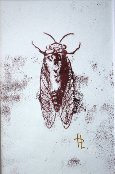 Gravures & estampes intitulée "cigale.jpg" par Hélène Lacquement, Œuvre d'art originale, Monotype