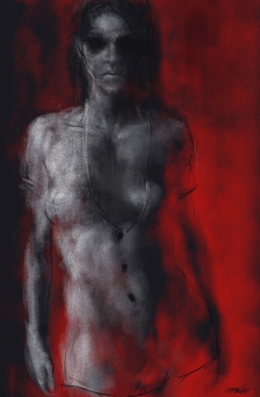nude in red 0021-lolita-06 Arts numériques intitulée "nude in red 0021-lo…" par Michel Thiery (By Daesyl arts), Œuvre d'art originale, Peinture numériq…