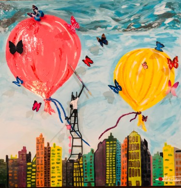 제목이 "NY balloons"인 미술작품 Chris Guerin로, 원작, 아크릴