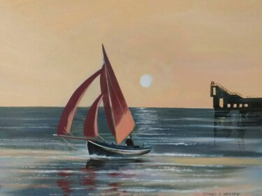 제목이 "galway bay sailing"인 미술작품 Cathal O Malley로, 원작, 아크릴