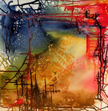 Impression air du soir - encre acrylique- 绘画 标题为“Impression air du s…” 由Clau Redier-Clément, 原创艺术品, 丙烯 安装在木质担架架上