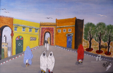 Pittura intitolato "la-medina.jpg" da Ahmed Fertat, Opera d'arte originale, Olio
