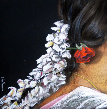 Natte blanche 2 Dessin intitulée "Natte blanche 2" par Bernard Des Roseaux, Œuvre d'art originale, Pastel