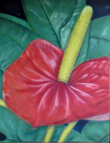 Malerei mit dem Titel "Flamingoblume  "Ant…" von Urs, Original-Kunstwerk