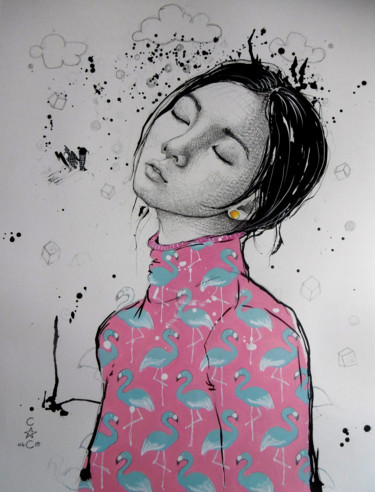 Dessin intitulée "encre de chine" par Catherine Cornec, Œuvre d'art originale