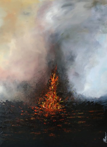 Peinture intitulée "Incandescence" par Hkine, Œuvre d'art originale, Acrylique