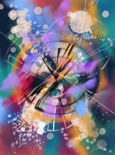 Digitale Kunst mit dem Titel "Strong rotation" von Ludo Sevcik, Original-Kunstwerk, Digitale Malerei