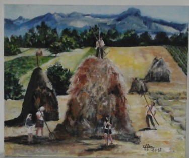 Peinture intitulée "Meules d'antan.jpg" par Françoise Fucina, Œuvre d'art originale, Huile