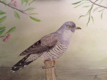 Malerei mit dem Titel "Kuckuck / Le coucou" von Stefan Dhein, Original-Kunstwerk, Aquarell