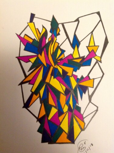Drawing titled "JEUX DE COULEURS" by Moreau Franck Didier, Original Artwork, Gel pen
