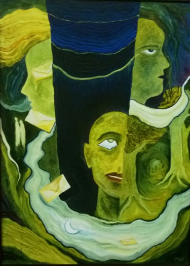 Painting titled "Teri-khushabu-me-ba…" by D Raj, Original Artwork, Oil
