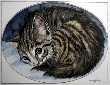 Peinture intitulée "EN  BOULE" par Michel Cendra-Terrassa, Œuvre d'art originale, Aquarelle