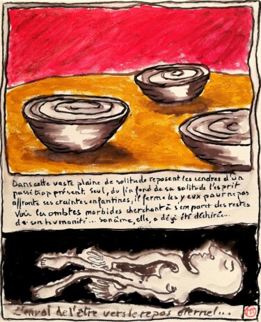 Painting titled "Ici reposent mes pe…" by T.Montana, Original Artwork, Acrylic