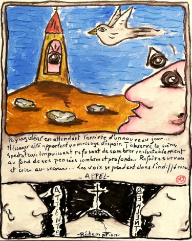 Painting titled "Survol mystique, le…" by T.Montana, Original Artwork, Acrylic
