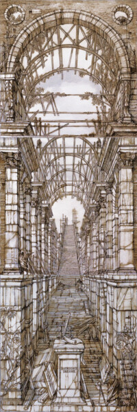 Peinture intitulée "Jacob's Ladder, Fra…" par Andrei Svistunov, Œuvre d'art originale, Encre