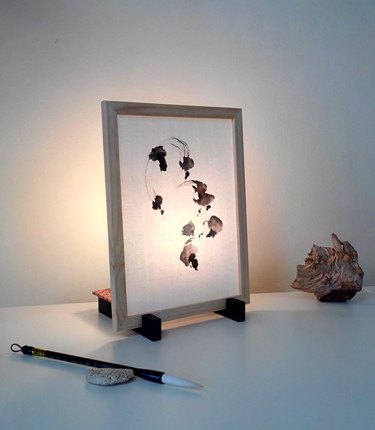 Lampe Calligraphie Pétales. Design titled "Lampe Calligraphie…" by Papiers D'Aurore, Original Artwork, Luminaire