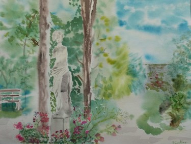 Peinture intitulée "Parc de Cormeilles…" par Pascale Coutoux, Œuvre d'art originale, Aquarelle