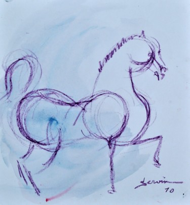 Dessin intitulée "cheval debout - 1" par Servin, Œuvre d'art originale, Pastel