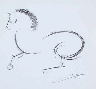 Dessin intitulée "Dessin cheval debou…" par Servin, Œuvre d'art originale, Crayon