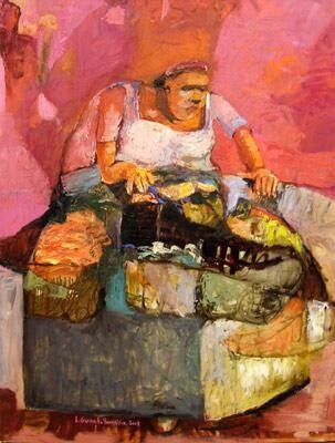Peinture intitulée "Marchande d'écailles" par Hortense Garand Vernaison, Œuvre d'art originale
