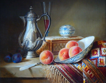 Painting titled ""Silver pot, Ming,…" by Jos Kivits, Original Artwork, Oil