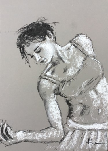 Dessin intitulée "La Danse d’Anitra" par Dominique Dève, Œuvre d'art originale, Fusain