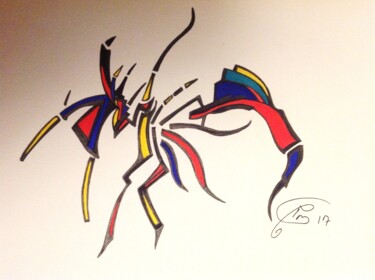 Dessin intitulée "DANSER" par Moreau Franck Didier, Œuvre d'art originale, Stylo gel